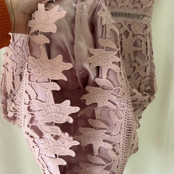 Chi Chi London Rebeka Blush Pink High Neck Shawl Lace Midi Dress Size 8 - Picture 9 of 16